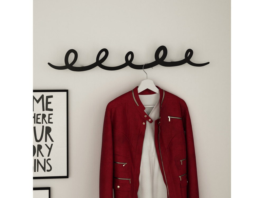 Perchero de pared metálico "Sing" - 22 x 5 x 97 cm - Negro