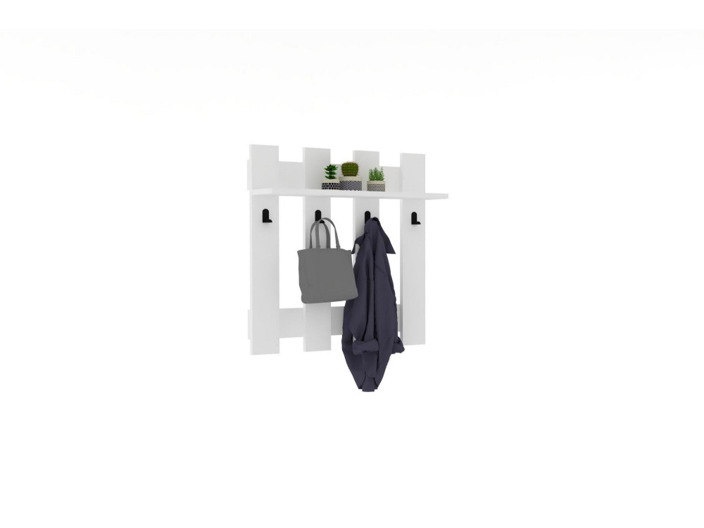 Perchero de pared de madera "Carina" - 70 x 14 x 70 cm - Blanco