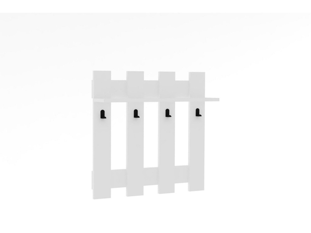 Perchero de pared de madera "Carina" - 70 x 14 x 70 cm - Blanco