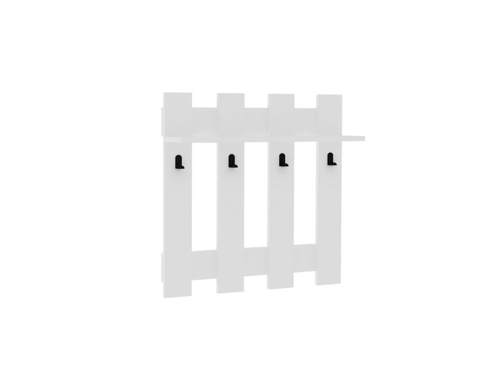 Perchero de pared de madera "Carina" - 70 x 14 x 70 cm - Blanco
