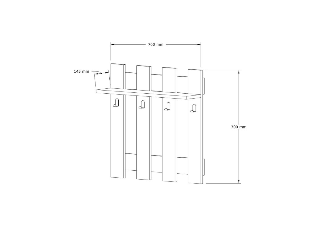 Perchero de pared de madera "Carina" - 70 x 14 x 70 cm - Blanco