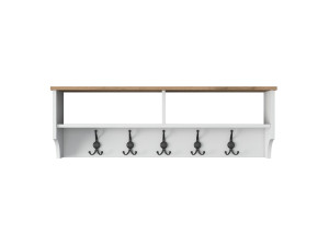 Perchero de madera "Pino" - 120 x 22 x 37 cm - Blanco