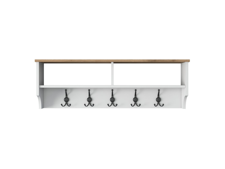 Perchero de madera "Pino" - 120 x 22 x 37 cm - Blanco