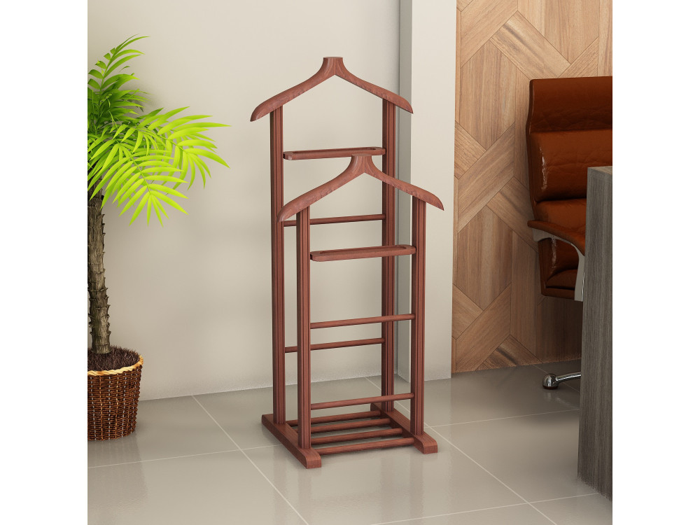 Perchero de madera "Beta" - 33 x 46 x 120 cm - Marrón