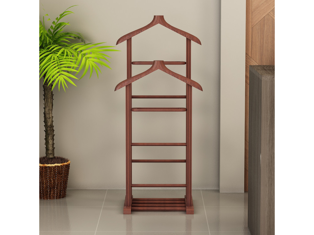 Perchero de madera "Beta" - 33 x 46 x 120 cm - Marrón