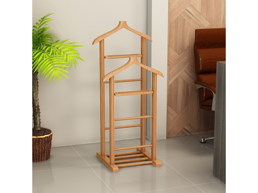 Perchero de madera "Beta" - 33 x 46 x 120 cm - Beige