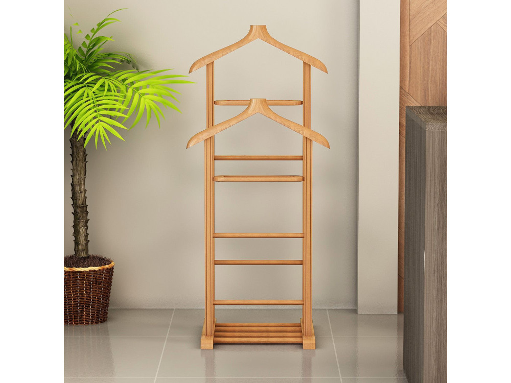 Perchero de madera "Beta" - 33 x 46 x 120 cm - Beige
