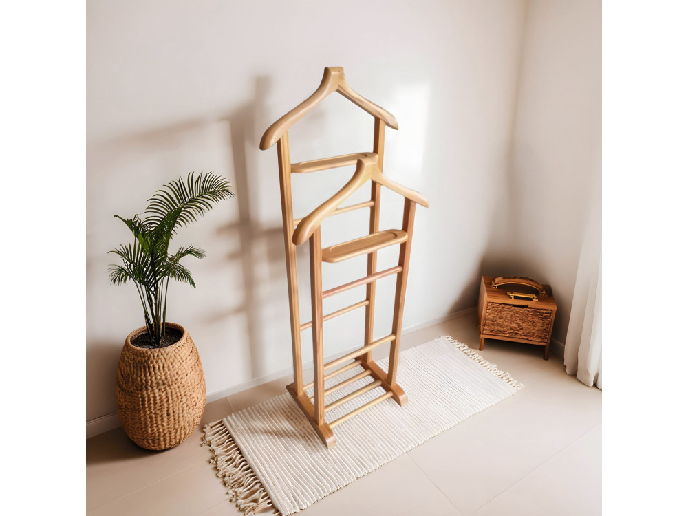 Perchero de madera "Beta" - 33 x 46 x 120 cm - Beige