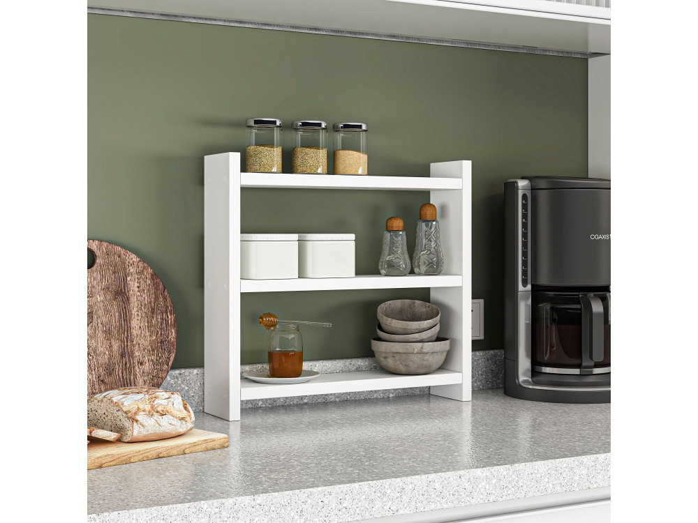 Estante de cocina de madera "Cosmic" - 44 x 10 x 40 cm - Blanco