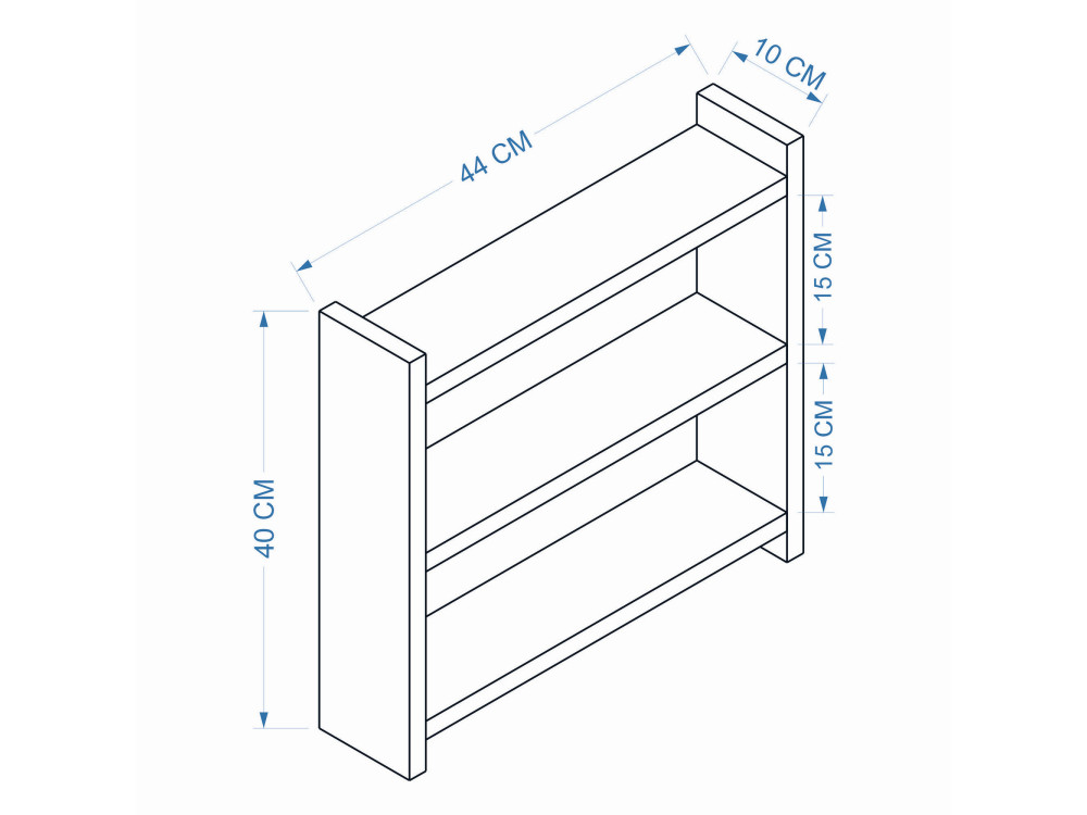 Estante de cocina de madera "Cosmic" - 44 x 10 x 40 cm - Blanco