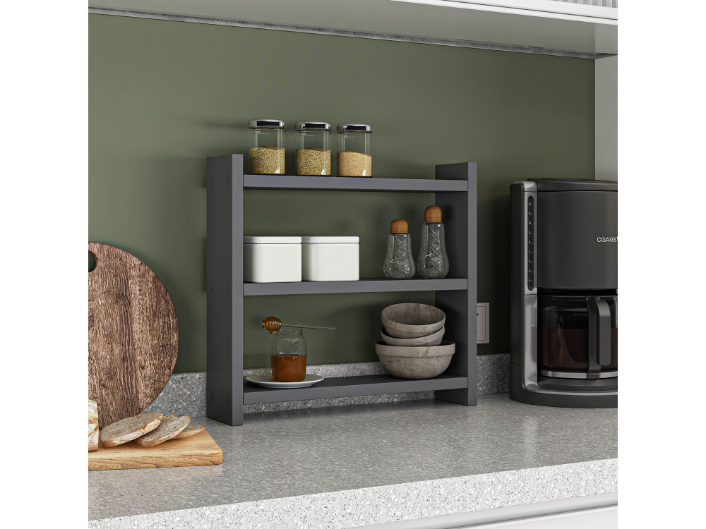 Estante de cocina de madera "Cosmic" - 44 x 10 x 40 cm - Gris antracita