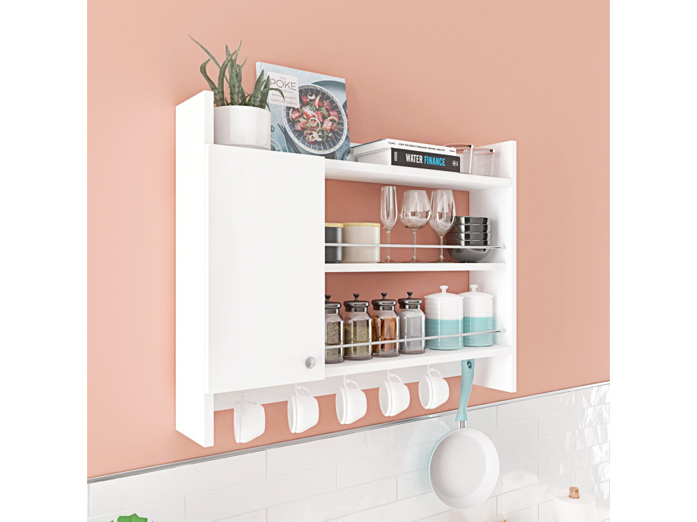 Estante de cocina de madera "Knerr" - 85 x 13 x 65 cm - Blanco