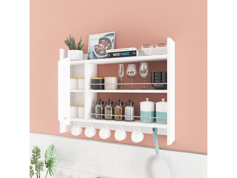 Estante de cocina de madera "Knerr" - 85 x 13 x 65 cm - Blanco