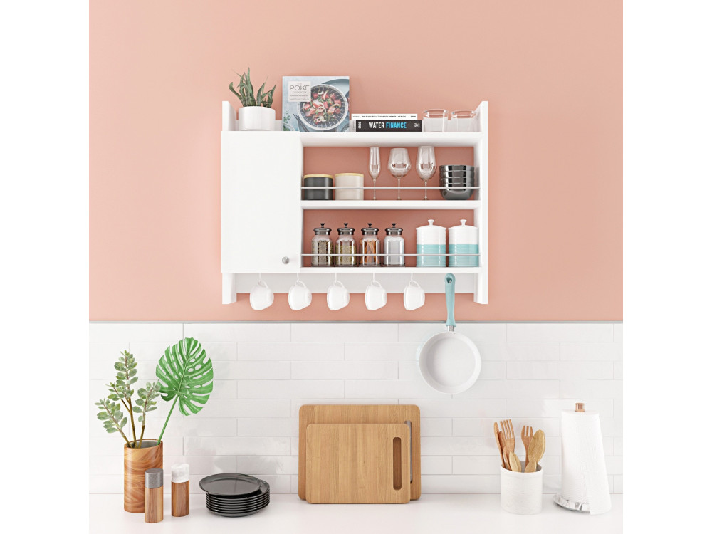 Estante de cocina de madera "Knerr" - 85 x 13 x 65 cm - Blanco