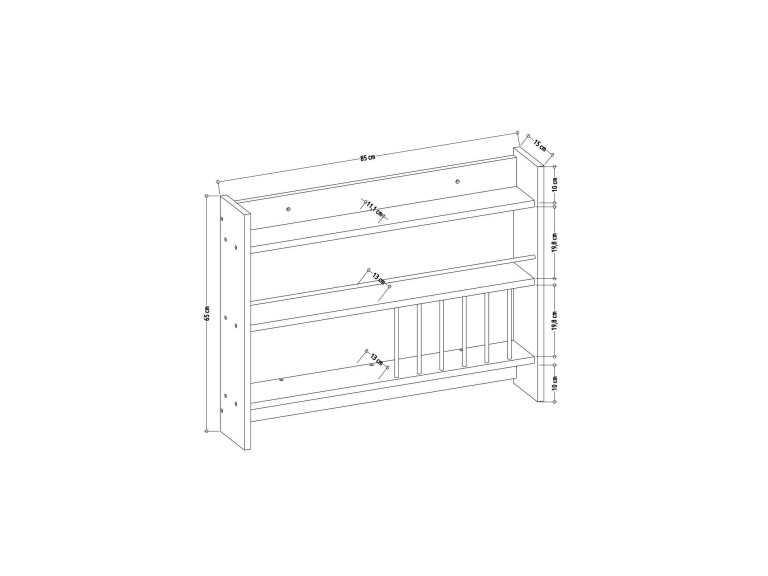 Estante de cocina de madera "Kolin" - 85 x 13 x 65 cm - Blanco