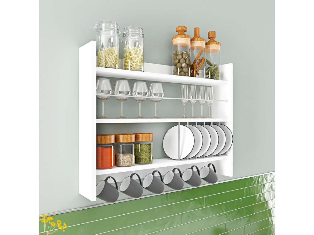 Estante de cocina de madera "Kolin" - 85 x 13 x 65 cm - Blanco