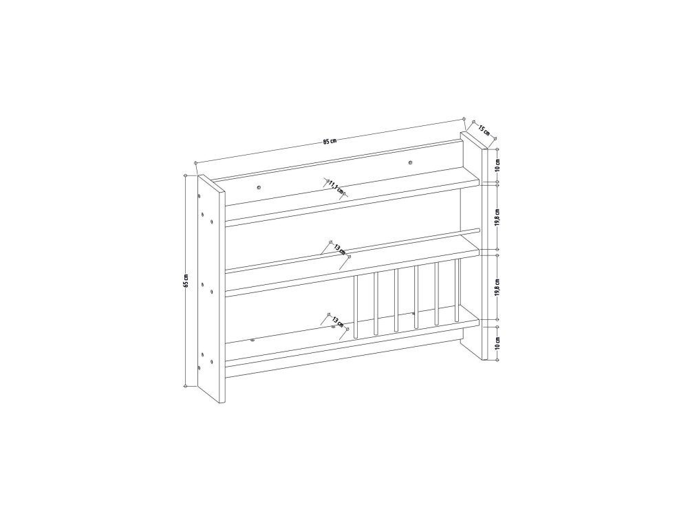 Estante de cocina de madera "Kolin" - 85 x 13 x 65 cm - Blanco