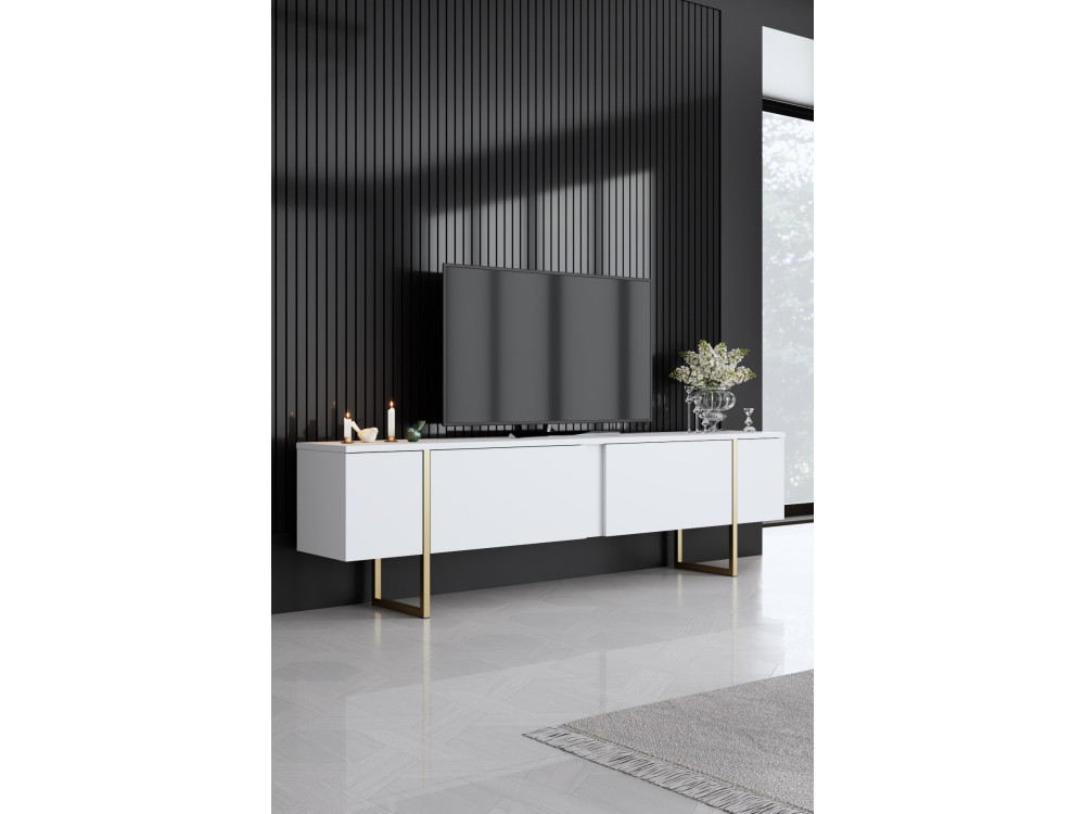 Conjunto de muebles de salón de madera "Luxe" - 160 x 35 x 80 cm - Blanco