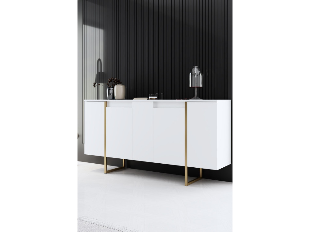 Conjunto de muebles de salón de madera "Luxe" - 160 x 35 x 80 cm - Blanco
