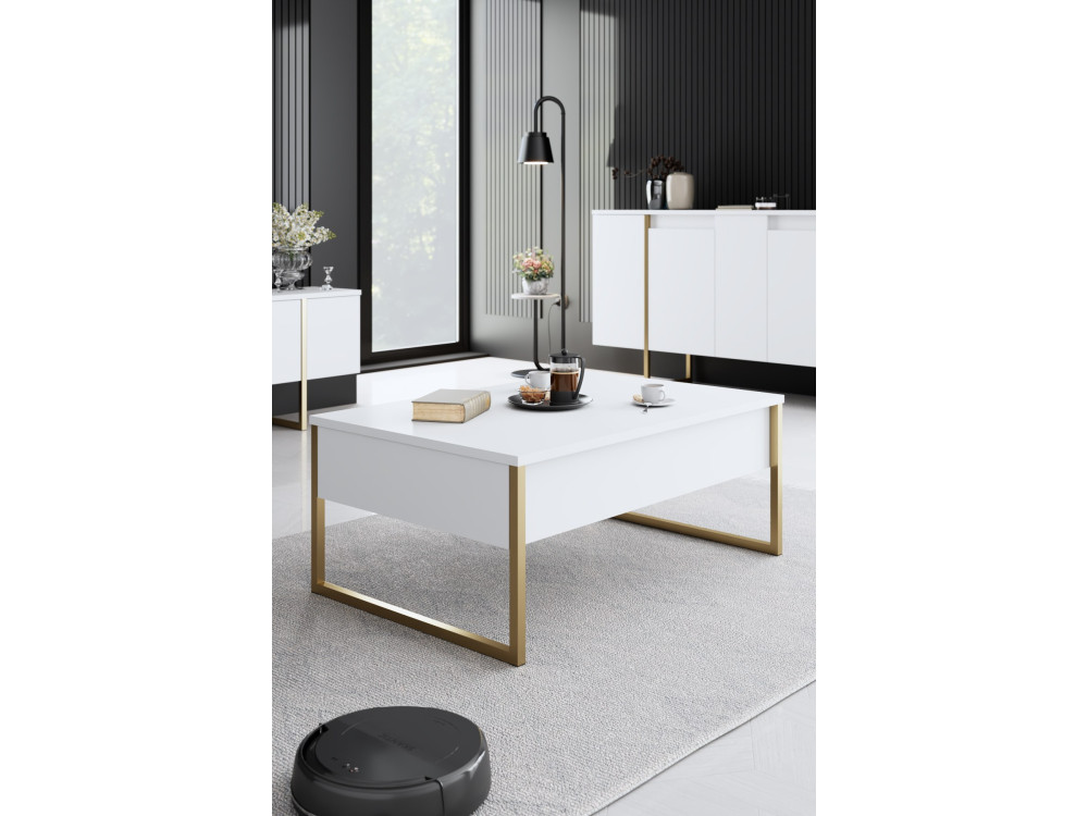 Conjunto de muebles de salón de madera "Luxe" - 160 x 35 x 80 cm - Blanco