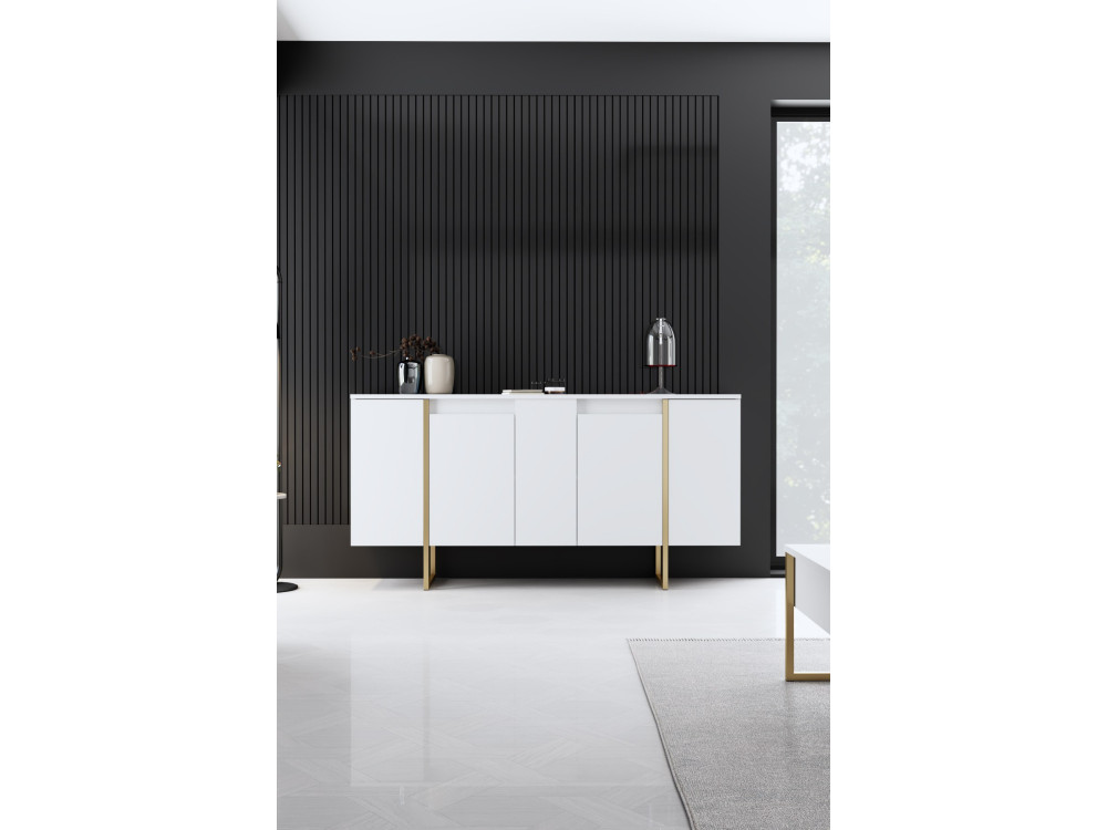 Conjunto de muebles de salón de madera "Luxe" - 160 x 35 x 80 cm - Blanco