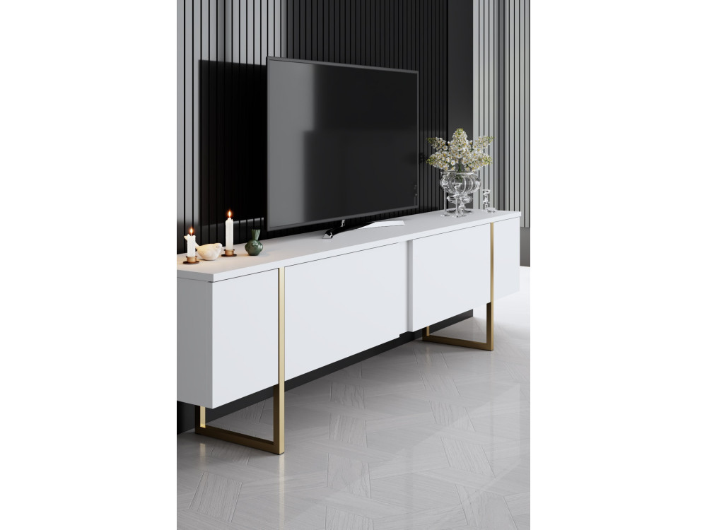 Conjunto de muebles de salón de madera "Luxe" - 160 x 35 x 80 cm - Blanco