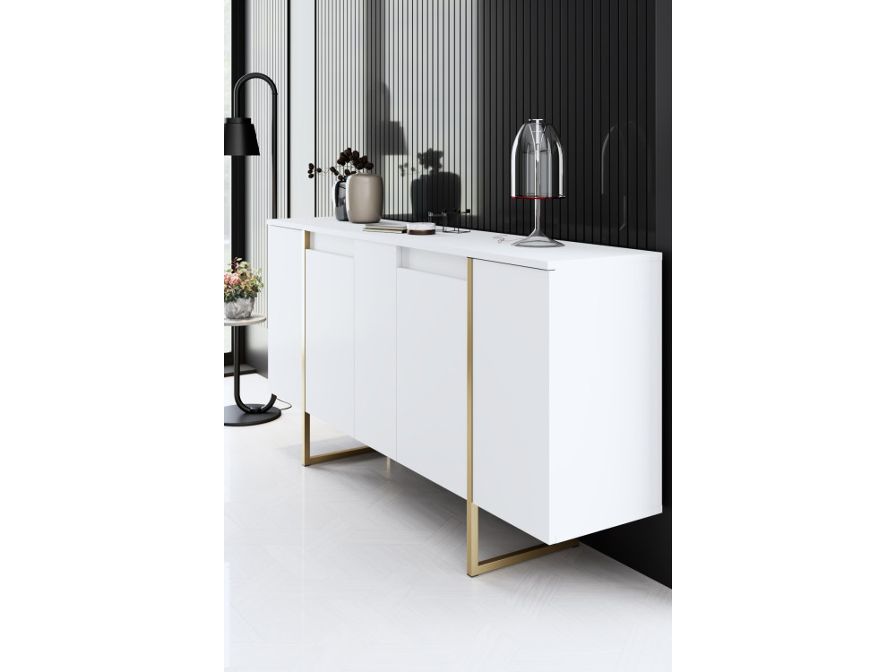 Conjunto de muebles de salón de madera "Luxe" - 160 x 35 x 80 cm - Blanco