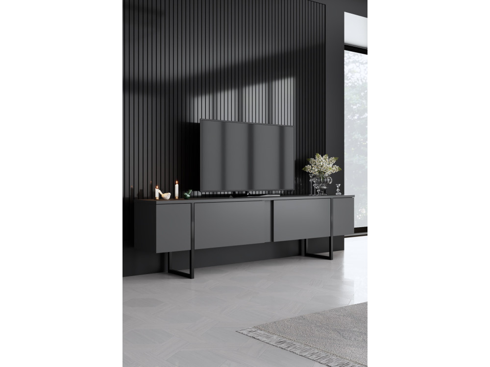 Conjunto de muebles de salón de madera "Luxe" - 160 x 35 x 80 cm - Negro