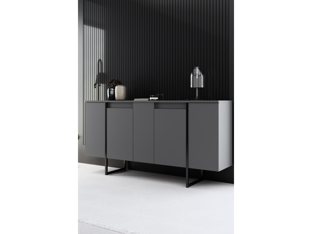 Conjunto de muebles de salón de madera "Luxe" - 160 x 35 x 80 cm - Negro