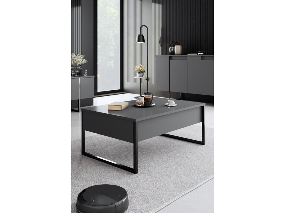 Conjunto de muebles de salón de madera "Luxe" - 160 x 35 x 80 cm - Negro