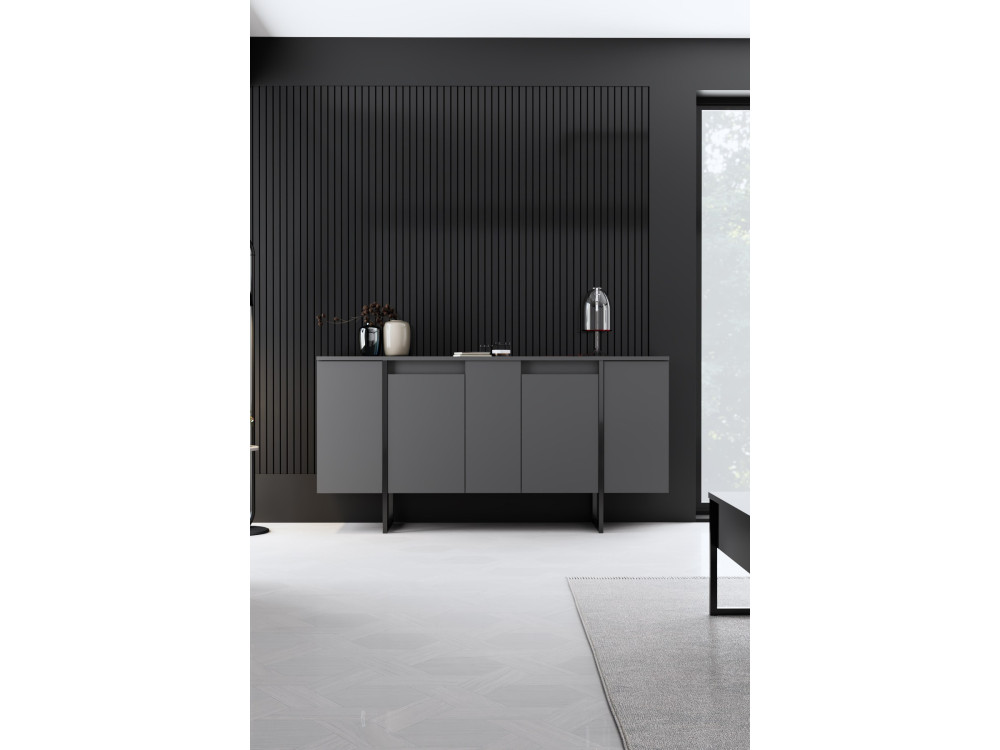 Conjunto de muebles de salón de madera "Luxe" - 160 x 35 x 80 cm - Negro