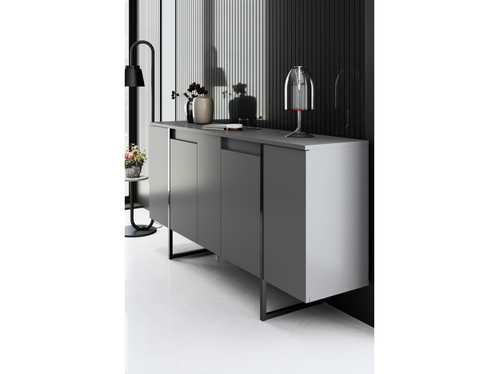 Conjunto de muebles de salón de madera "Luxe" - 160 x 35 x 80 cm - Negro