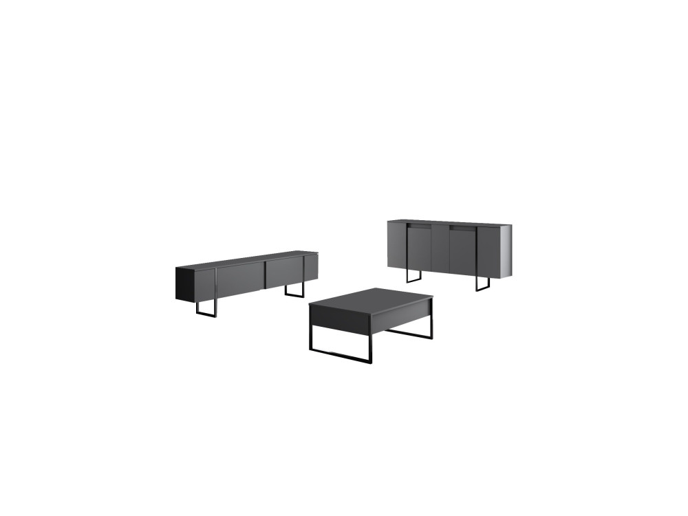 Conjunto de muebles de salón de madera "Luxe" - 160 x 35 x 80 cm - Negro