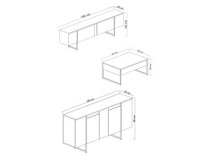 Conjunto de muebles de salón de madera "Luxe" - 160 x 35 x 80 cm - Marrón