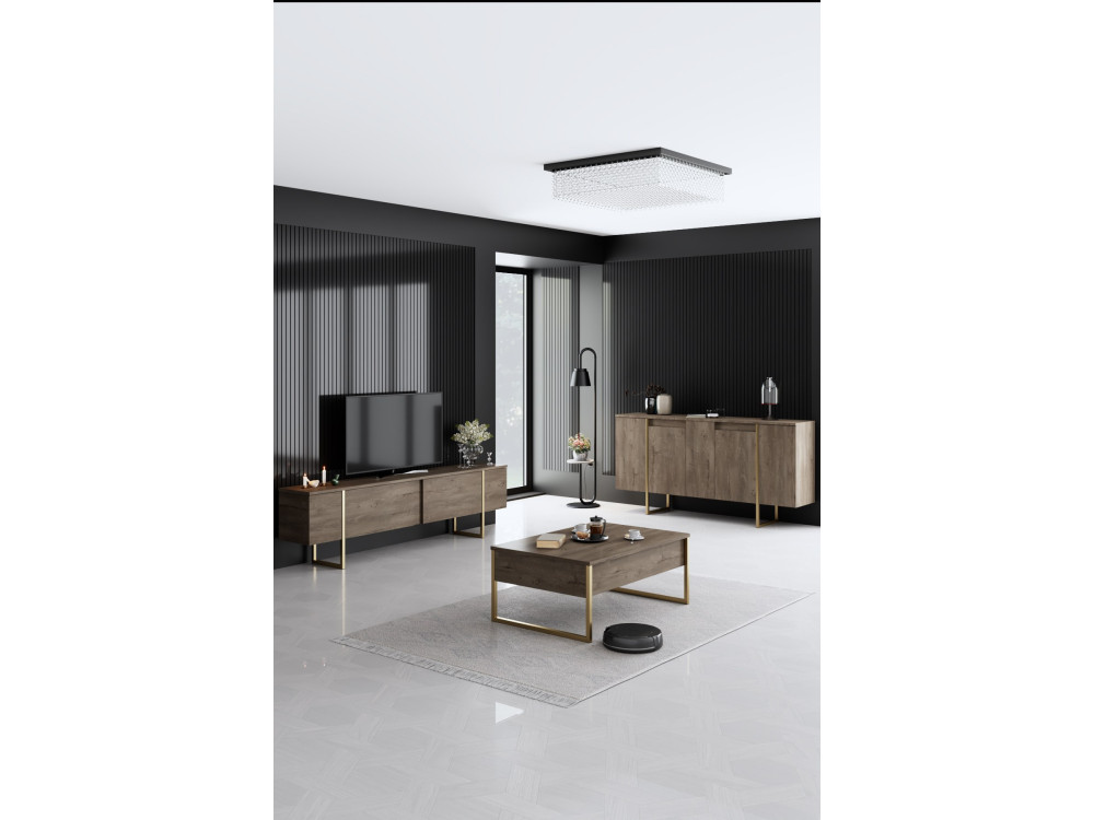 Conjunto de muebles de salón de madera "Luxe" - 160 x 35 x 80 cm - Marrón
