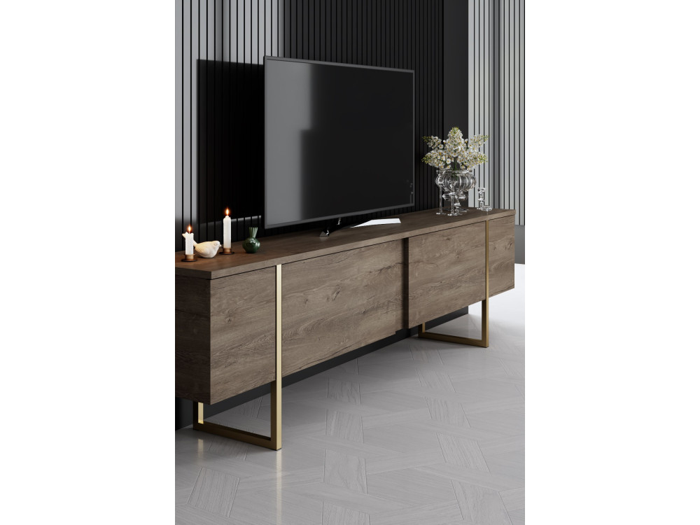 Conjunto de muebles de salón de madera "Luxe" - 160 x 35 x 80 cm - Marrón