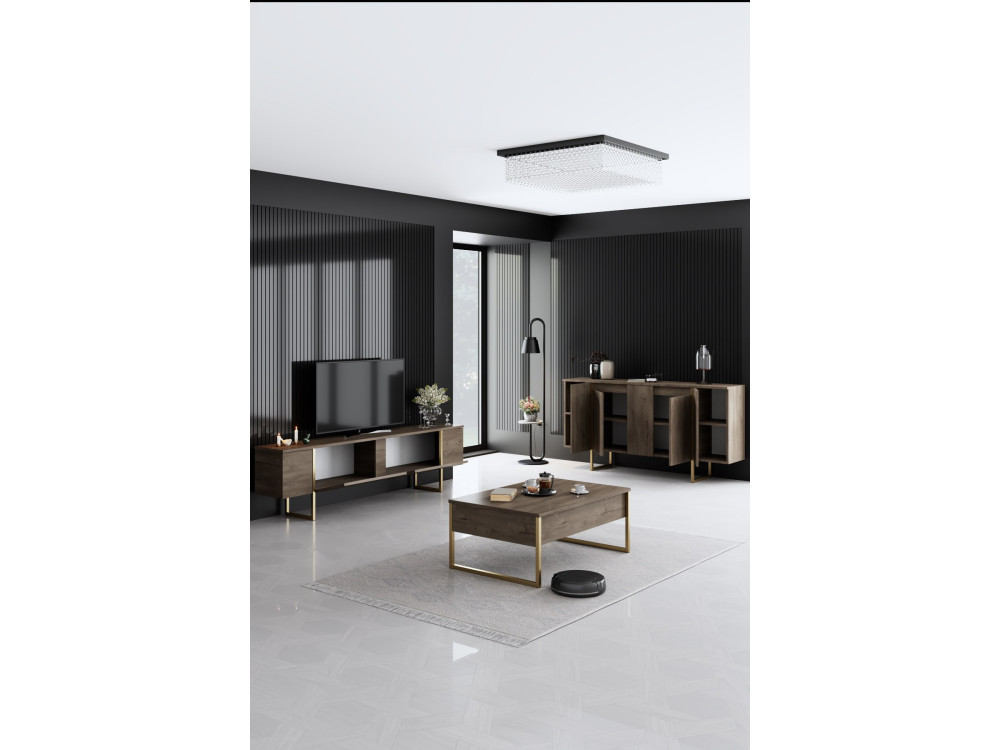 Conjunto de muebles de salón de madera "Luxe" - 160 x 35 x 80 cm - Marrón