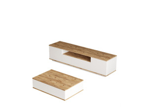 Conjunto de muebles de salón de madera "FR17" - 180 x 44 x 44 cm - Blanco