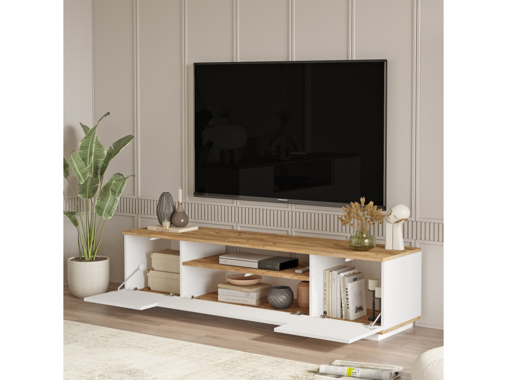 Conjunto de muebles de salón de madera "FR17" - 180 x 44 x 44 cm - Blanco
