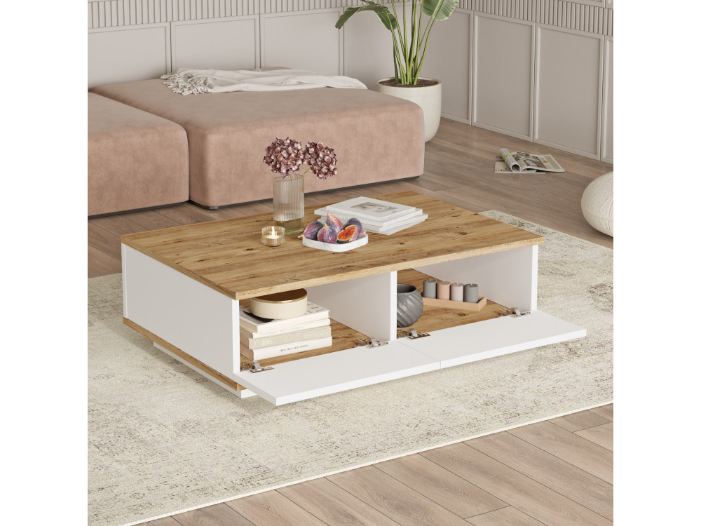 Conjunto de muebles de salón de madera "FR17" - 180 x 44 x 44 cm - Blanco