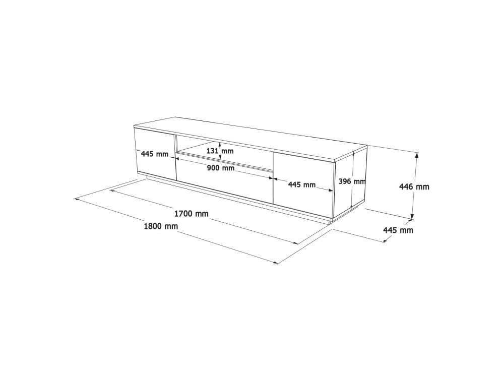 Conjunto de muebles de salón de madera "FR17" - 180 x 44 x 44 cm - Blanco