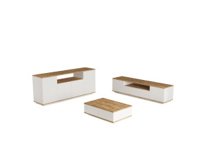 Conjunto de muebles de salón de madera "FR18" - 180 x 44 x 44 cm - Blanco