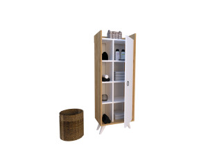 Armario de madera multiusos "Ilgim" - 50 x 31 x 140 cm - Blanco