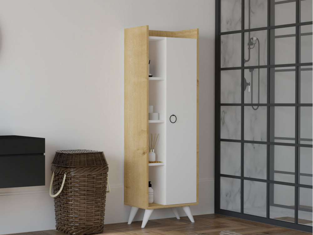 Armario de madera multiusos "Ilgim" - 50 x 31 x 140 cm - Blanco