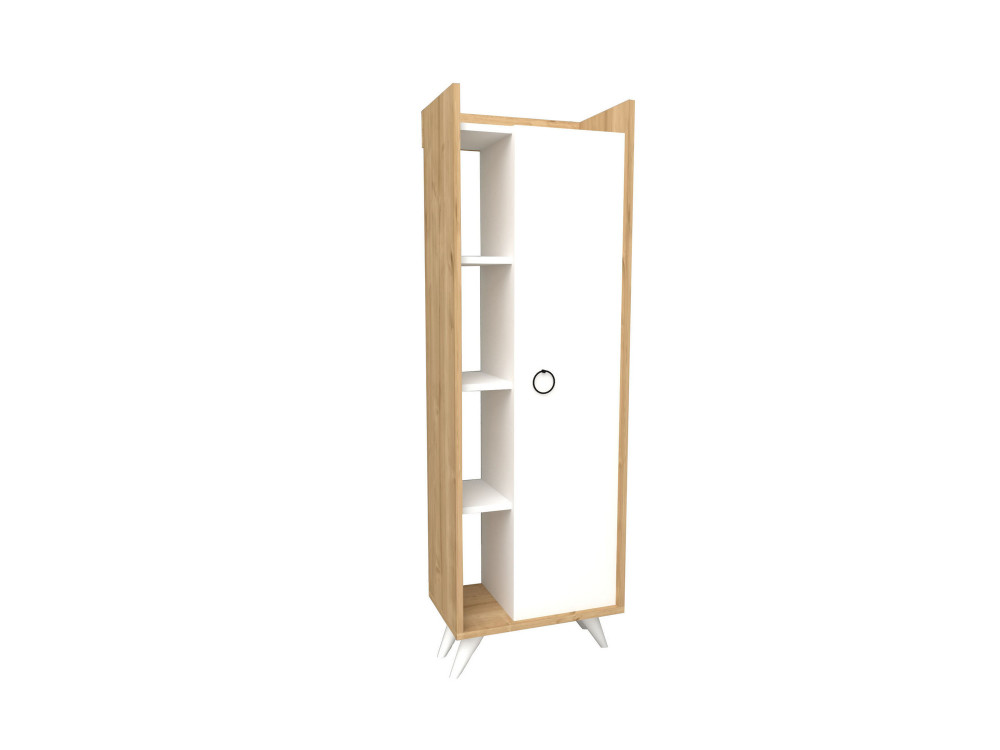 Armario de madera multiusos "Ilgim" - 50 x 31 x 140 cm - Blanco
