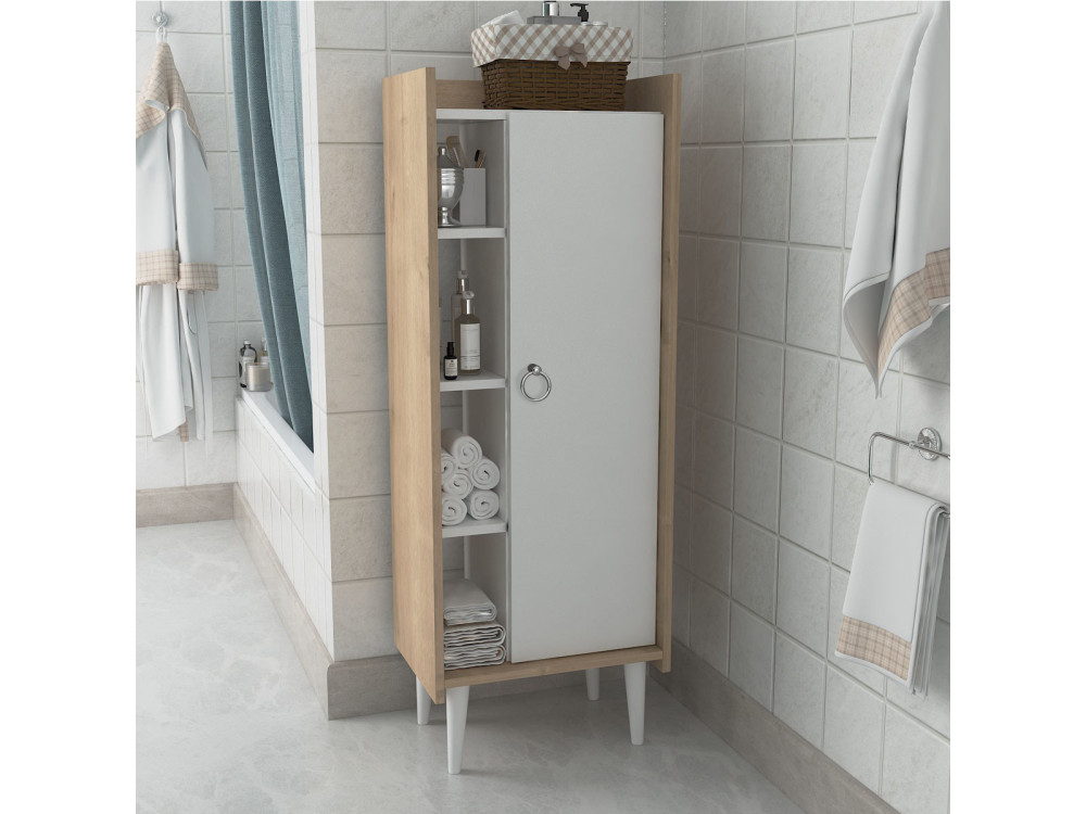 Armario de madera multiusos "Lagomood Ruby" - 50 x 30 x 140 cm - Blanco