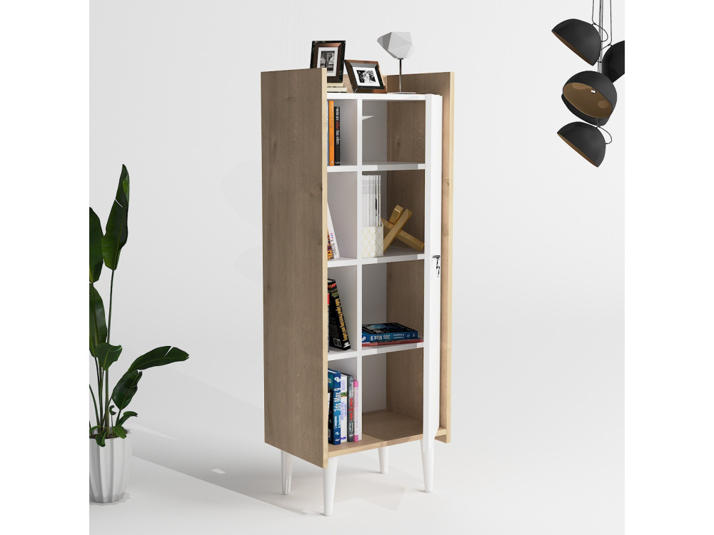 Armario de madera multiusos "Lagomood Ruby" - 50 x 30 x 140 cm - Blanco