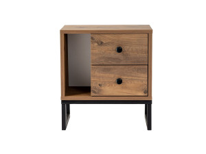 Mesilla de noche de madera "Glimmer" - 45 x 29 x 50 cm - Pino AtlánticoNegro