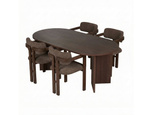 Juego de Mesa y Silla de Madera Meridia 4" (5 Piezas) - 180 x 90 x 75 cm - Marrón