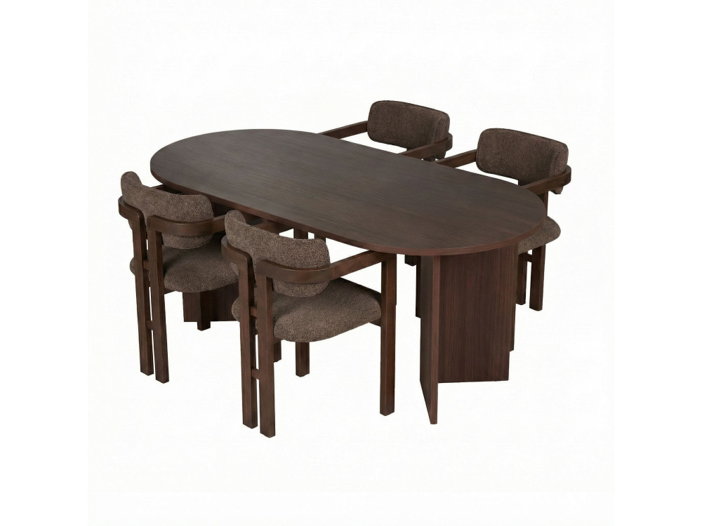 Juego de Mesa y Silla de Madera Meridia 4" (5 Piezas) - 180 x 90 x 75 cm - Marrón